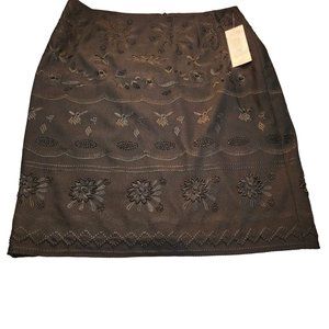 Nygard Collection Size 16 Black Beaded Embellished Skirt Back Zip NWT